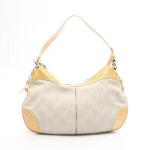 Celine Paris Macadam Shoulder Bag Canvas Leather Gray Yellow